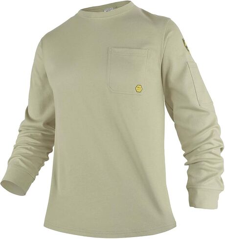 PTAHDUS FR Shirts for Men,5.5oz/7.1oz Round Neck Flame Resistant Long Sleeve Shirts, 100% Cotton Workwear FR Clothing for Men in Kuwait