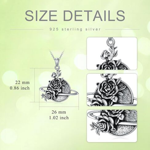 LEECCI Valentine's Day Gifts for Her Planet Necklace for Women 925 Sterling Silver Saturn Planet Rose Pendant Necklace Space Planet Jewelry Gifts for Women Girls in Kuwait