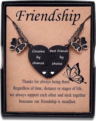 مجموعة قلادة بيست فريندز لشخصين، هدية الصداقة لمسافات طويلة لأبناء العم، مجوهرات على شكل فراشة للفتيات المراهقات والنساء in Kuwait