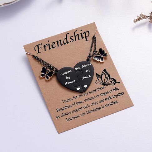 مجموعة قلادة بيست فريندز لشخصين، هدية الصداقة لمسافات طويلة لأبناء العم، مجوهرات على شكل فراشة للفتيات المراهقات والنساء in Kuwait