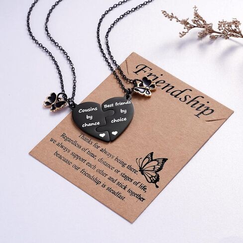 مجموعة قلادة بيست فريندز لشخصين، هدية الصداقة لمسافات طويلة لأبناء العم، مجوهرات على شكل فراشة للفتيات المراهقات والنساء in Kuwait