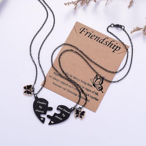 مجموعة قلادة بيست فريندز لشخصين، هدية الصداقة لمسافات طويلة لأبناء العم، مجوهرات على شكل فراشة للفتيات المراهقات والنساء in Kuwait