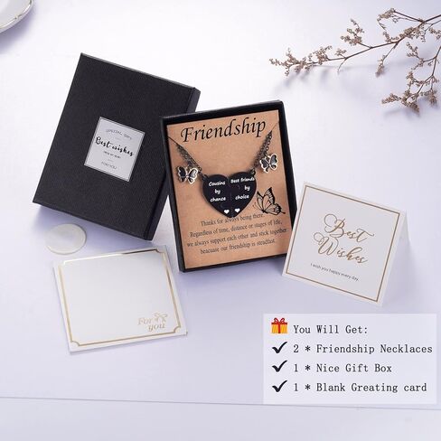 مجموعة قلادة بيست فريندز لشخصين، هدية الصداقة لمسافات طويلة لأبناء العم، مجوهرات على شكل فراشة للفتيات المراهقات والنساء in Kuwait