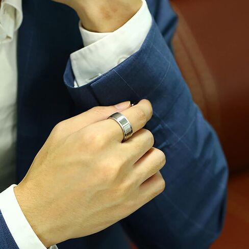 8mm Titanium Steel Black/Silver Fidget Ring Stainless Steel Spinner Rings Stress Relieving Anxiety Ring Engagement Wedding Promise Band for Women Men Size 6-13 in Kuwait