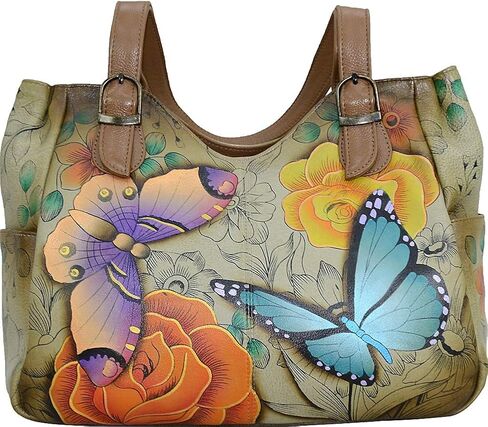 Anna by Anuschka Women's Genuine Leather Shoulder Bag - Hand Painted Original Artwork Exterior in Kuwait