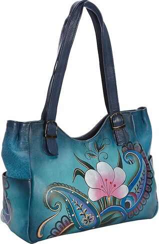Anna by Anuschka Women's Genuine Leather Shoulder Bag - Hand Painted Original Artwork Exterior in Kuwait