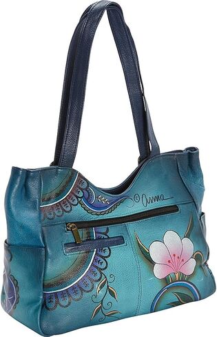 Anna by Anuschka Women's Genuine Leather Shoulder Bag - Hand Painted Original Artwork Exterior in Kuwait