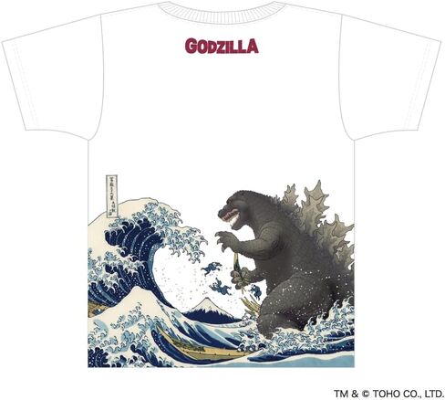 Godzilla T-Shirt Thirty-six Views of Mt. Fuji Hokusai White in Saudi Arabia