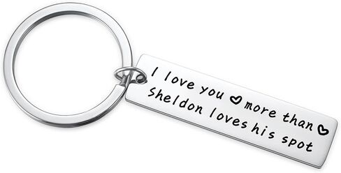 2PCS Couple Keychain for Husband Boyfriend Valentine's Day Gift - I Love You more Than Sheldon Loves His Spot Keychains in Kuwait