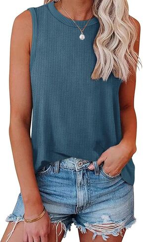 WIHOLL Crewneck القطن الناعم الهراء متماسكة تانك القمم المرأة فضفاضة تناسب المنحني هيم الشاطئ القمم العصرية in Saudi Arabia