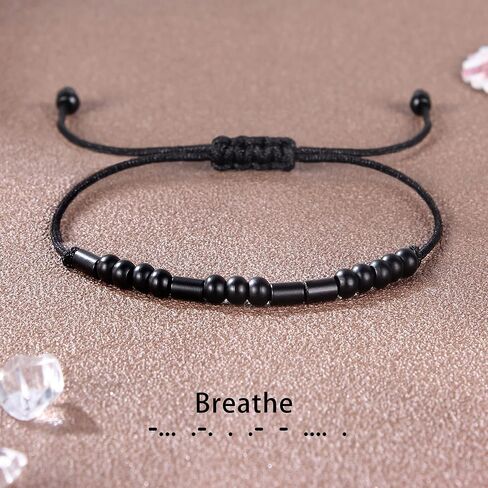 أساور رمز مورس للنساء هدايا ملهمة لفتاتها المراهقة هدية تحفيزية للرجال أساور عيد ميلاد قابلة للتعديل أفضل صديق سوار أخت صديقة أمي مجوهرات عيد الميلاد، معدن، لا in Kuwait