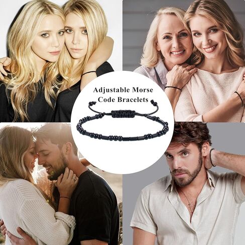 أساور رمز مورس للنساء هدايا ملهمة لفتاتها المراهقة هدية تحفيزية للرجال أساور عيد ميلاد قابلة للتعديل أفضل صديق سوار أخت صديقة أمي مجوهرات عيد الميلاد، معدن، لا in Kuwait