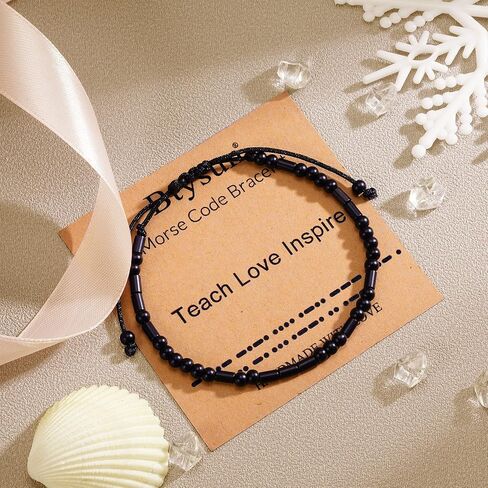 أساور رمز مورس للنساء هدايا ملهمة لفتاتها المراهقة هدية تحفيزية للرجال أساور عيد ميلاد قابلة للتعديل أفضل صديق سوار أخت صديقة أمي مجوهرات عيد الميلاد، معدن، لا in Kuwait