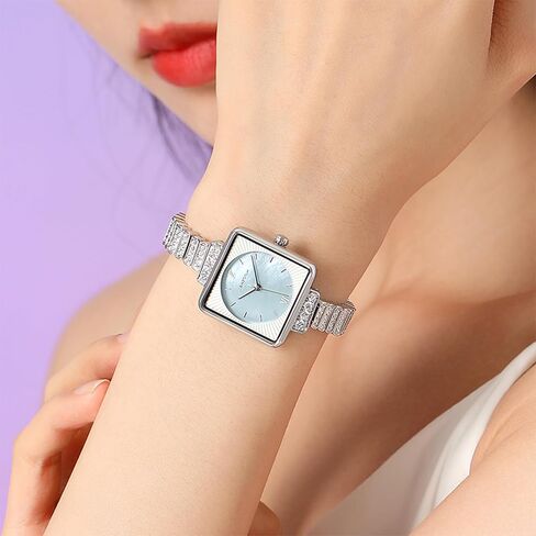 LANZOOM Women's Quartz Watch,Mother-of-Pearl Dial Square Watch with Elegant Bracelet Strap in Saudi Arabia