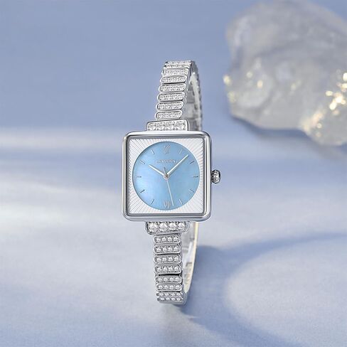 LANZOOM Women's Quartz Watch,Mother-of-Pearl Dial Square Watch with Elegant Bracelet Strap in Saudi Arabia