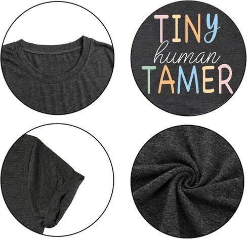 Teacher Shirts for Women - Kindergarten & Elementary School Teaching Tee Funny Tiny Human Tamer Graphic Tees Tops in Saudi Arabia