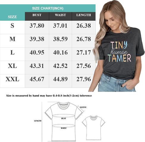 Teacher Shirts for Women - Kindergarten & Elementary School Teaching Tee Funny Tiny Human Tamer Graphic Tees Tops in Saudi Arabia