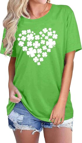 St. Patrick's Day Shirts for Women Shamrock Heart Graphic Tees St Patty's Lucky T-Shirt Irish Tops in Saudi Arabia