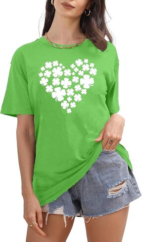 St. Patrick's Day Shirts for Women Shamrock Heart Graphic Tees St Patty's Lucky T-Shirt Irish Tops in Saudi Arabia