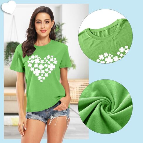 St. Patrick's Day Shirts for Women Shamrock Heart Graphic Tees St Patty's Lucky T-Shirt Irish Tops in Saudi Arabia