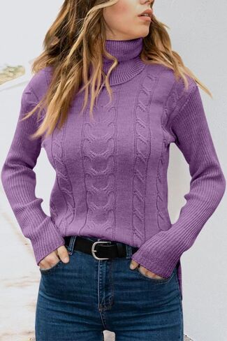 سترة نسائية GeGekoko بأكمام طويلة وياقة مدورة ومكتنزة بلوفر محبوك ناعم وسترة علوية in Kuwait