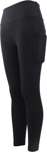 HPSN Women's Yoga Pants with Pockets, Leggings High Waist Tummy Non See-Through Workout Yoga Running Pilates Pants Black -S in Kuwait