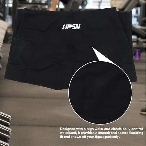 HPSN Women's Yoga Pants with Pockets, Leggings High Waist Tummy Non See-Through Workout Yoga Running Pilates Pants Black -S in Kuwait