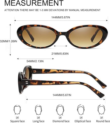 نظارات شمسية GIFIORE كلاسيكية بيضاوية للنساء، نظارات شمسية بإطار بيضاوي صغير على الموضة بظلال على الطراز العتيق للتسعينيات in Kuwait