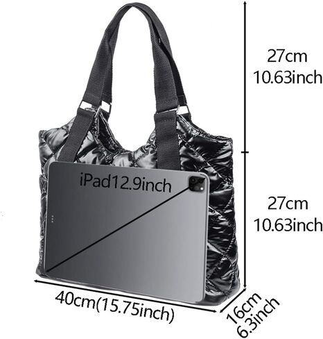 حقائب يد كبيرة مبطنة للنساء حقيبة كتف مبطنة خفيفة الوزن من النايلون كبيرة منتفخة حقيبة كتف متعددة الجيوب in Kuwait