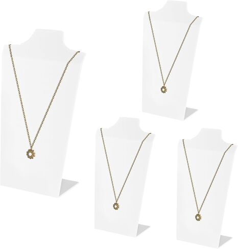 Justsoso 4PCS Acrylic Necklace Display Stand, Necklace Display for Photography, Necklace Holder Display for Selling, Neck Form Jewelry Easel Stand Rack for Store Show Home Use (White) in Saudi Arabia