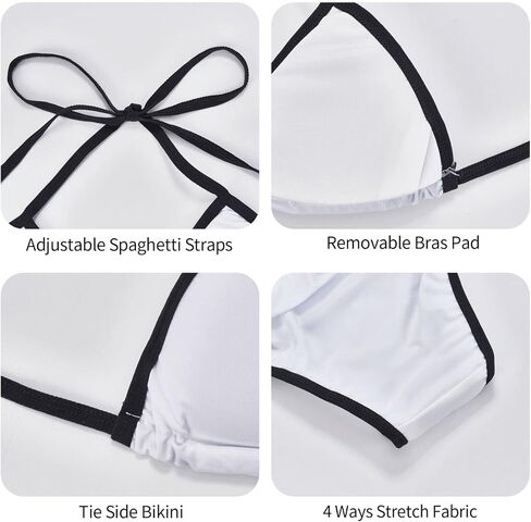 طقم بيكيني نسائي مكون من قطعتين ملابس سباحة بكيني على شكل مثلث وربطة جانبية لباس السباحة in Kuwait