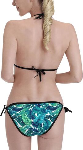 طقم بيكيني نسائي مكون من قطعتين ملابس سباحة بكيني على شكل مثلث وربطة جانبية لباس السباحة in Kuwait