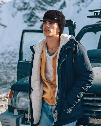 قبعة الشتاء 2 قطعة في الهواء الطلق الصوف قبعة Earflap الجمجمة دافئة واقية من الرياح قبعة متماسكة قبعة تزلج قبعة مع حافة in Kuwait