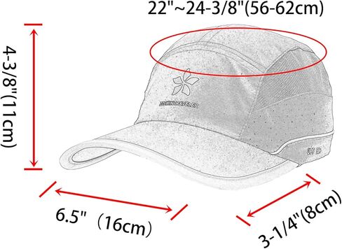 ZZEWINTRAVELER UPF50+ قبعة الجري سريعة الجفاف قبعات رياضية عاكسة خفيفة الوزن غير منظمة قبعة بيسبول للجنسين in Kuwait