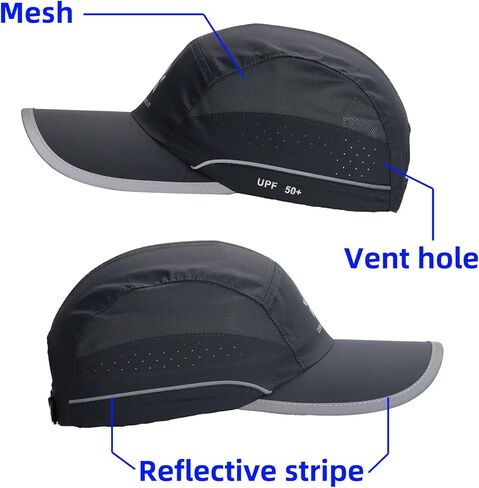 ZZEWINTRAVELER UPF50+ قبعة الجري سريعة الجفاف قبعات رياضية عاكسة خفيفة الوزن غير منظمة قبعة بيسبول للجنسين in Kuwait