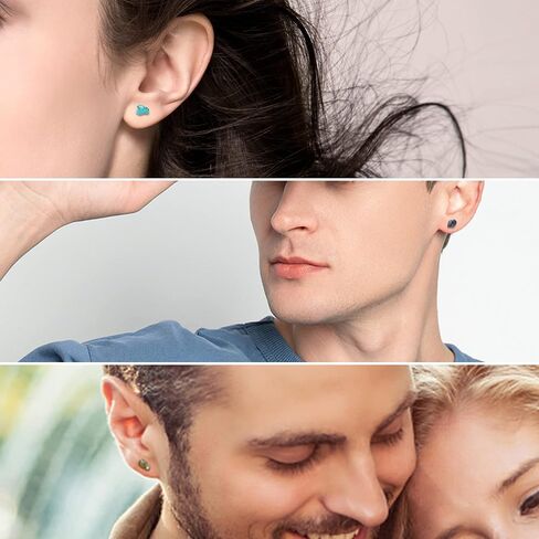 Hypoallergenic Crystal Ball Druzy Stud Earrings for Women Trendy Teen Girls, Dainty Cute Boho Tragus Chakra Gemstone Earring Set Handmade Jewelry in Saudi Arabia
