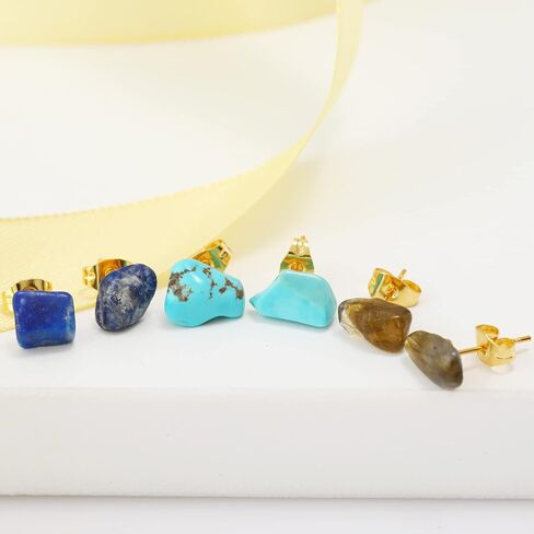 Hypoallergenic Crystal Ball Druzy Stud Earrings for Women Trendy Teen Girls, Dainty Cute Boho Tragus Chakra Gemstone Earring Set Handmade Jewelry in Saudi Arabia