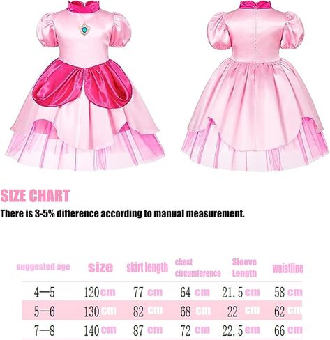 MYYBX Peach Princess Dress Girls Costume: Halloween Girl Princesa Costumes Outfit with Accessories - with crown and cane in Saudi Arabia