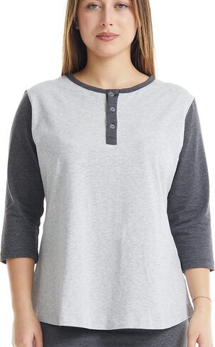 ESTEEZ 3/4 Sleeve Comfy Cotton Henley Tops for Women in Saudi Arabia