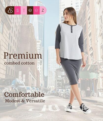 ESTEEZ 3/4 Sleeve Comfy Cotton Henley Tops for Women in Saudi Arabia