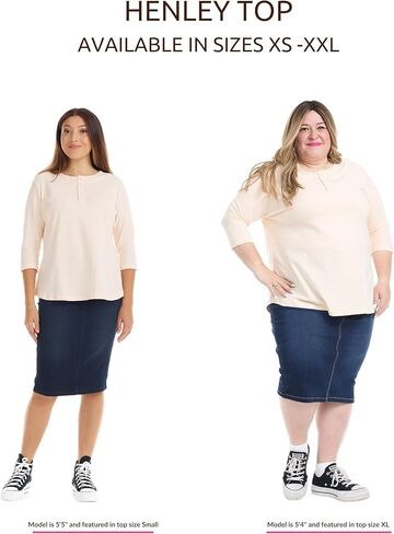 ESTEEZ 3/4 Sleeve Comfy Cotton Henley Tops for Women in Kuwait