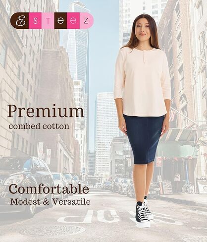 ESTEEZ 3/4 Sleeve Comfy Cotton Henley Tops for Women in Kuwait