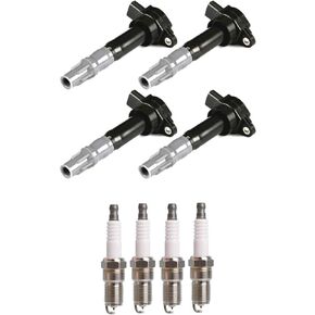 ENA Set of 4 Ignition Coil Pack and Spark Plug Compatible with Mitsubishi 2006-2012 Eclipse 2.4L 3.8L, 2004-2012 Galant 2.4, 2007-2009 Galant 3.8, 2004-2006 Lancer Outlander 2.4 Replace# UF532 AP5325
