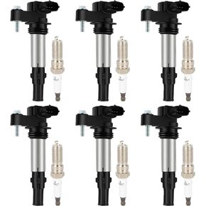 ECCPP UF375 6 ignition coils with 6 iridium Spark Plugs for Cadillac for Buick for Chevrolet for GMC for Saturn CTS SRX Acadia Outlook Enclave Allure Lacrosse 3.6L UF375 GN10309 C747