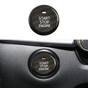 Compatible with Start Stop Button Cover Carbon Fiber Keyless Car Engine Push Start Ignition Switch Sticker for Mazda 3 CX-30 CX-30 EV 2020 2021 2022 Black