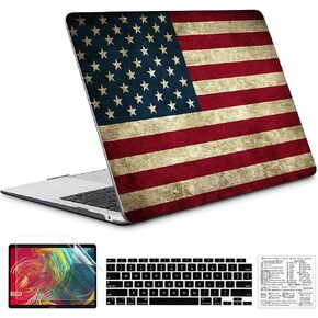 Cartoon Compatible with MacBook Air 13 Inch Case 2022, 2021-2018 M1 A2337 A2179 A1932 Durable Hard Plastic Shell Case &Keyboard Cover&Mac OS Keyboard Sticker (Gray Cat) in Kuwait