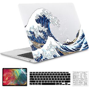 Cartoon Compatible with MacBook Air 13 Inch Case 2022, 2021-2018 M1 A2337 A2179 A1932 Durable Hard Plastic Shell Case &Keyboard Cover&Mac OS Keyboard Sticker (Gray Cat)