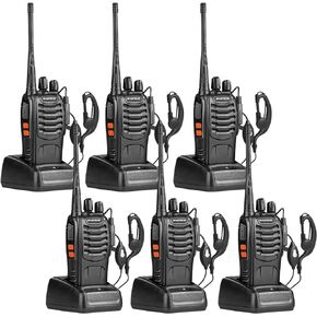 Baofeng BF-888S Walkie Talkies Long Range for Adults with Earpieces,16 Channel Walky Talky Rechargeable Handheld Two Way Radios (6 Pack)