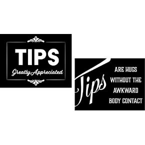 Tips Greatly Appreciated and Tips are Hugs Without The Awkward Body Contact Vinyl Stickers - 3x4 All Weather Stickers