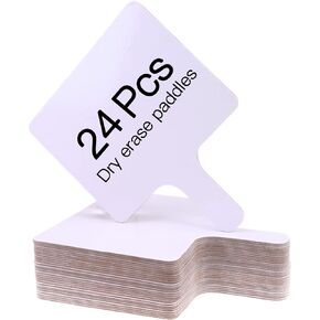 24 Pieces Dry Erase Answer Paddles Handheld Double Sided Paddles Mini White Boards Small White Board Dry Erase Signs Auction Paddles for Students Teachers Classroom Voting Bridal Shower Games